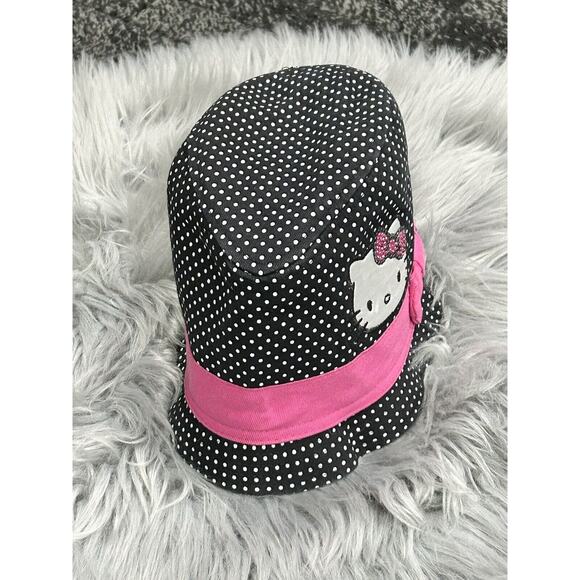 Girls Hello Kitty Black and White Polka Dot Fedora Hat new without tags - Picture 3 of 3